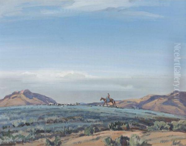 Navajohjord, Arizona Oil Painting by Carl Oscar Borg