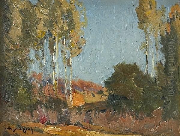 Slender Trees; Lake Elsinore (a Pair) Oil Painting by Carl Oscar Borg