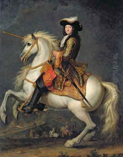 Equestrian Portrait of Louis XIV 1638-1715 Oil Painting by Rene-Antoine Houasse