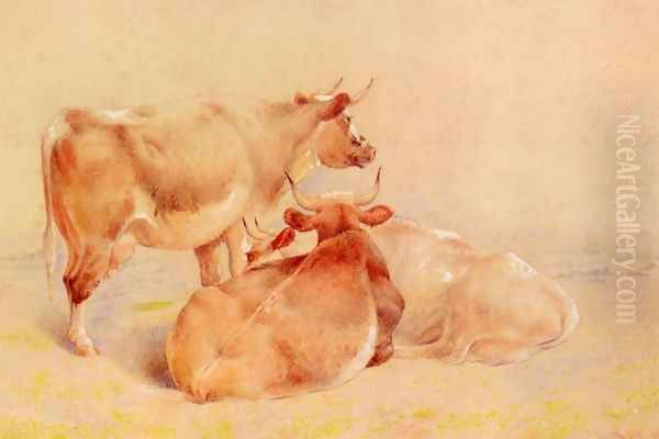 Cattle Resting (2 of 2) Oil Painting by William Huggins