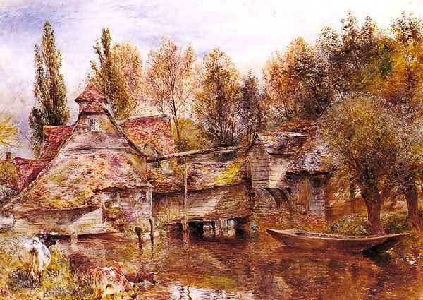 Mill on the Thames, Mapledurham Oil Painting by William Huggins