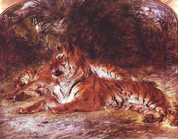 Tigers Oil Painting by William Huggins