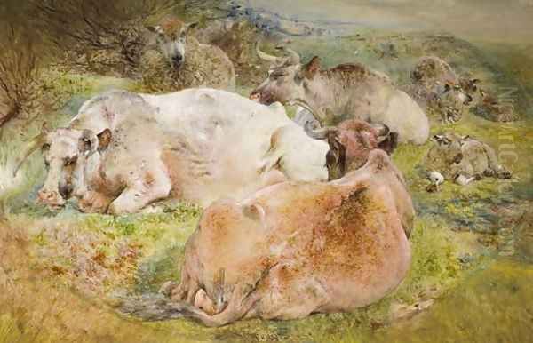 Cattle and Sheep Oil Painting by William Huggins