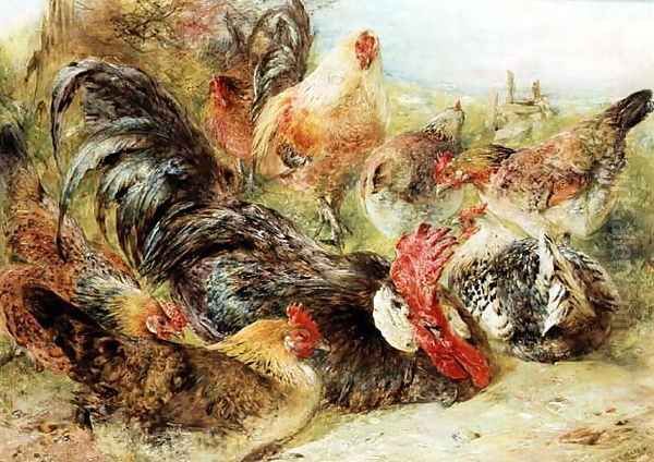 Poultry Oil Painting by William Huggins