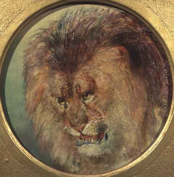 Study of a Lion Oil Painting by William Huggins