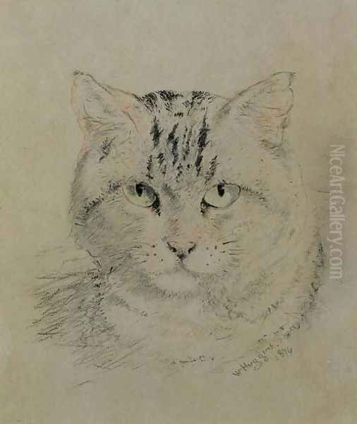 Tabby Cat Oil Painting by William Huggins