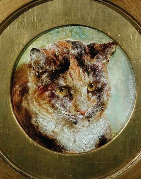 Study of a Tortoiseshell Cat Oil Painting by William Huggins