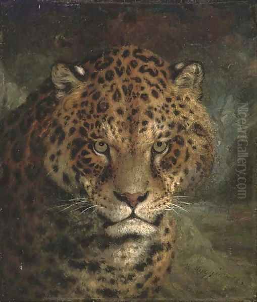 A jaguar Oil Painting by William Huggins