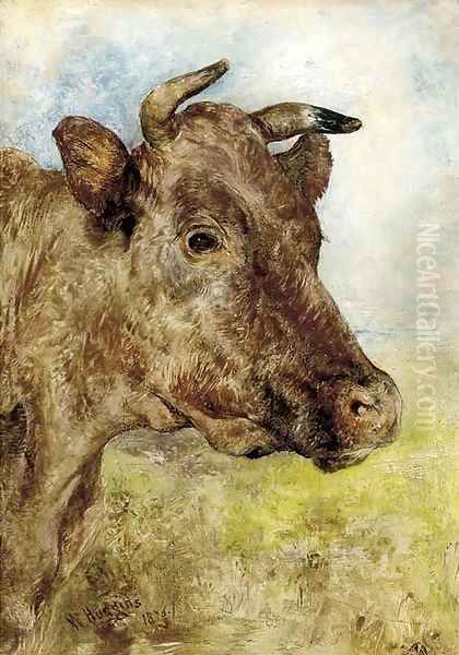 The head of a cow Oil Painting by William Huggins