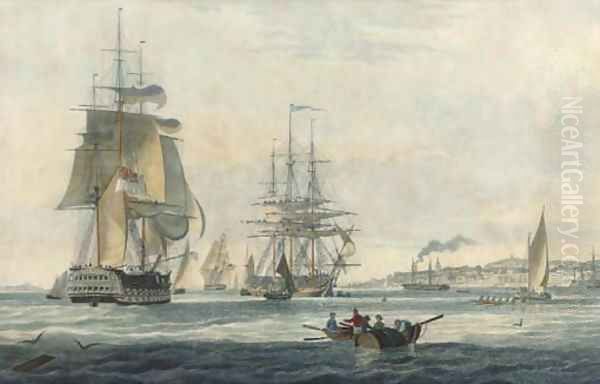 View off Gravesend, by E. Duncan Oil Painting by William Huggins