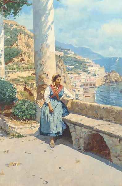 Along the Amalfi coast Oil Painting by Bernard Hay