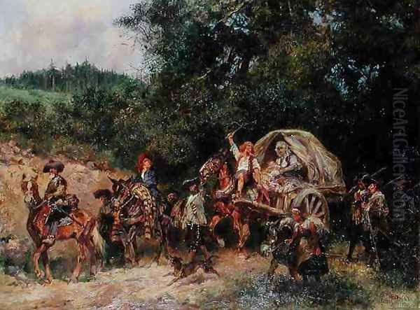 Camp Followers Oil Painting by Anton Hoffmann