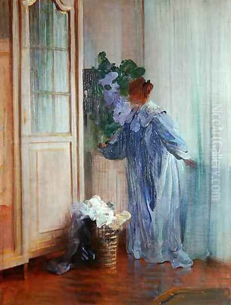 The Wife of the Painter at the Window Oil Painting by Curt Herrmann