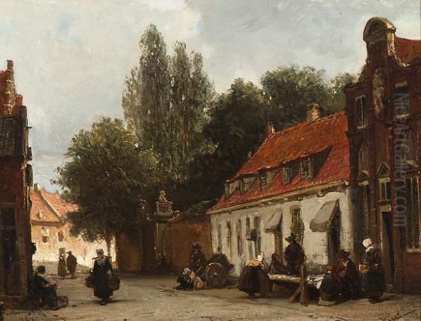 Street Scene Oil Painting by Johannes Bosboom