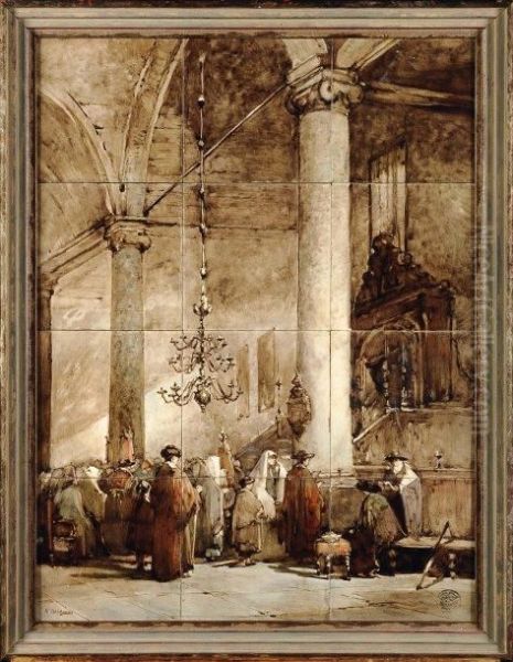 Interieur De Synagogue Oil Painting by Johannes Bosboom