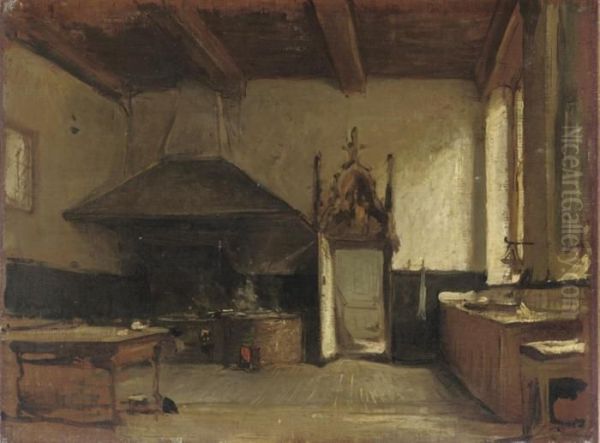 Interior Of A Kitchen Oil Painting by Johannes Bosboom