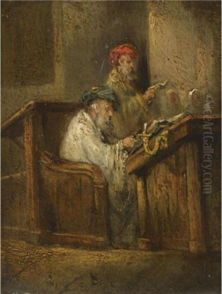 Synagogue Interior Oil Painting by Johannes Bosboom