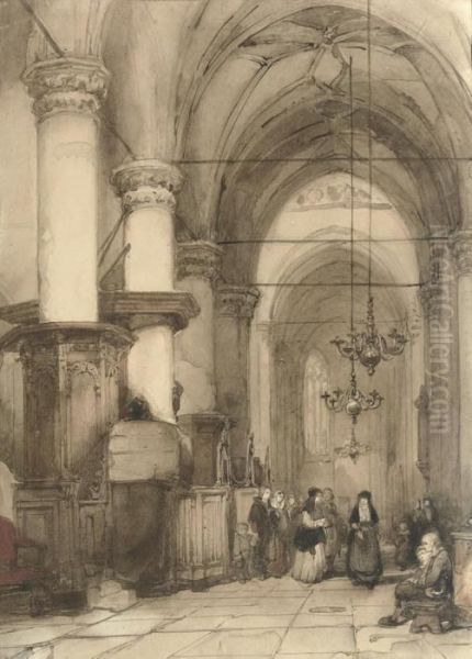 The Interior Of The St. Laurentiuskerk, Alkmaar Oil Painting by Johannes Bosboom