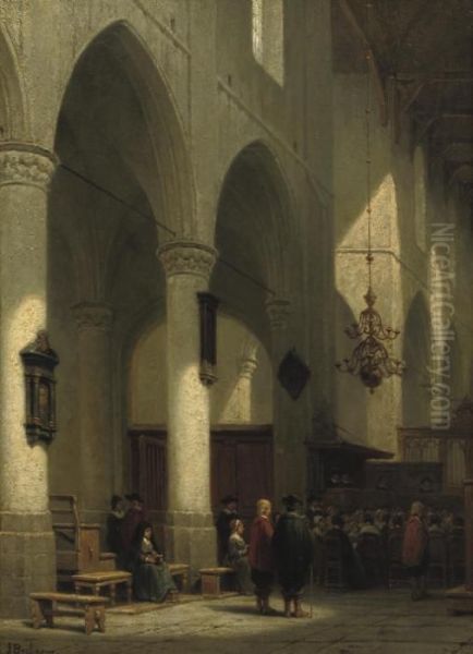 At The Church Service Oil Painting by Johannes Bosboom