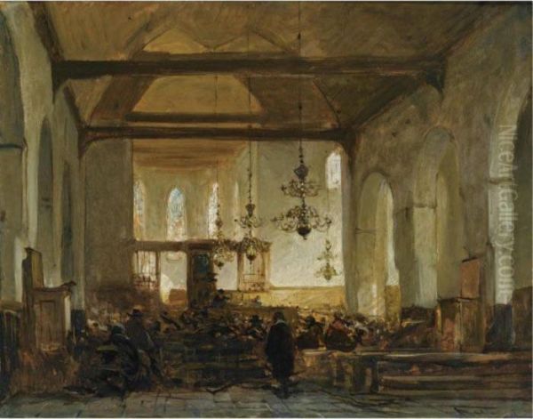 The Geerte Church, Utrecht Oil Painting by Johannes Bosboom