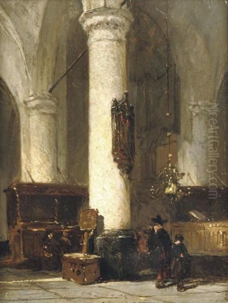 Interior Of The Hervormde Kerk, Hattem Oil Painting by Johannes Bosboom