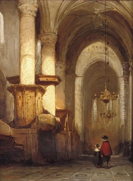 Interior Of The St. Laurens- Or Grote Kerk In Alkmaar Oil Painting by Johannes Bosboom