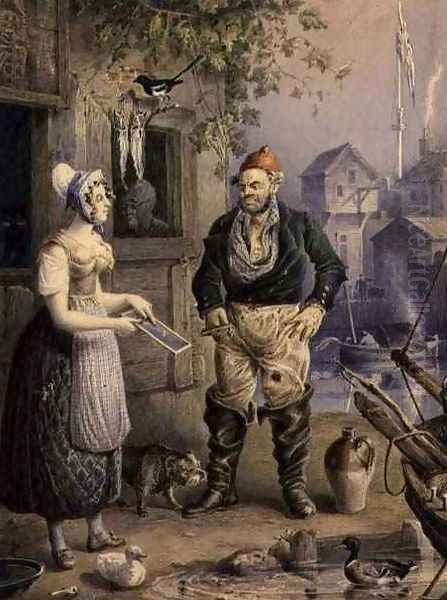 A Fisherman and a Maid Oil Painting by William Heath