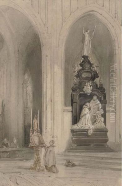 The Interior Of The Onze-lieve-vrouwe Cathedral, Antwerp Oil Painting by Johannes Bosboom