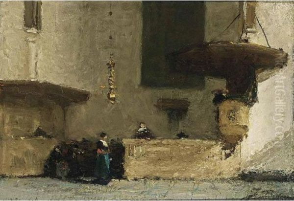 Figures In A Church Interior Oil Painting by Johannes Bosboom