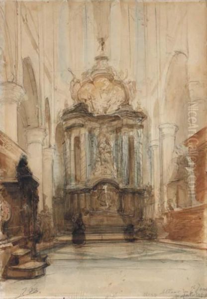 Lux In Tenebris: The High Altar Of The Church Of Saint Jacob,antwerp Oil Painting by Johannes Bosboom