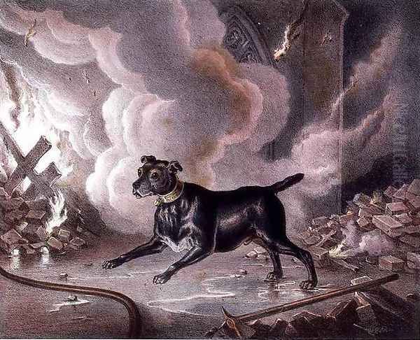 The London Firemans Dog Oil Painting by William Heath