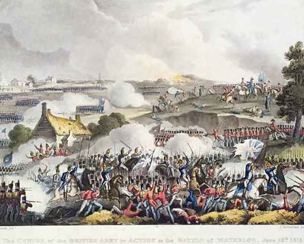 The Centre of the British army in Action in the battle of Waterloo Oil Painting by William Heath