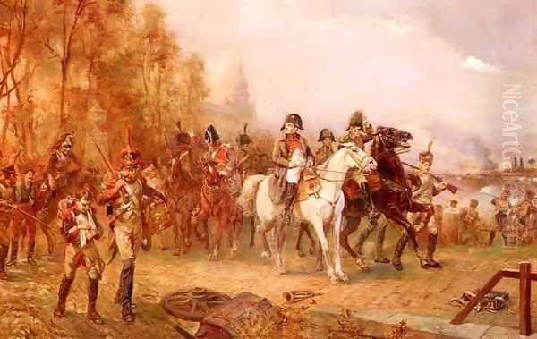 Napoleon With His Troops At The Battle Of Borodino, 1812 Oil Painting by Robert Alexander Hillingford