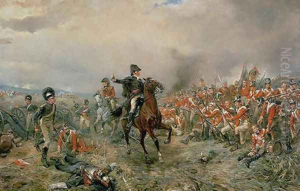 The Duke of Wellington at Waterloo Oil Painting by Robert Alexander Hillingford