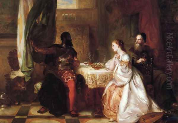 Othello Recounting His Adventures to Desdemona Oil Painting by Robert Alexander Hillingford