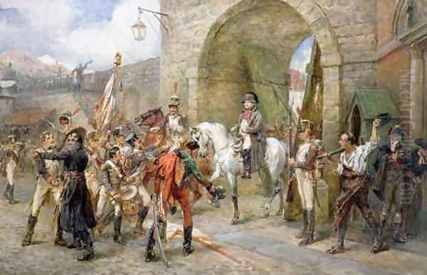 An Incident in the Peninsular War Napoleon Entering a City Oil Painting by Robert Alexander Hillingford