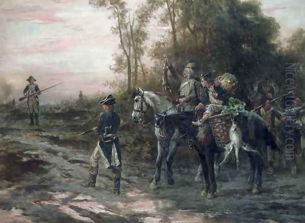 A Foraging Party Returning to Camp Oil Painting by Robert Alexander Hillingford