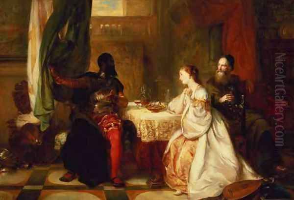 Othello Relating His Adventures to Desdemona Oil Painting by Robert Alexander Hillingford