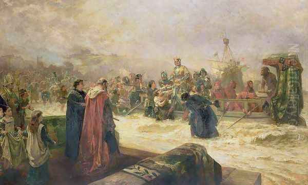 Englands Welcome to Henry V 1387-1422 after Agincourt Oil Painting by Robert Alexander Hillingford