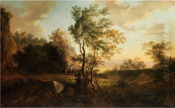 Hirten- Und Eseltreiber In Sudlicher Landschaft Oil Painting by Jan Both