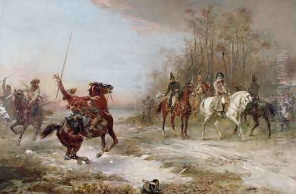 Napoleons Peril at Brienne le Chateau Oil Painting by Robert Alexander Hillingford