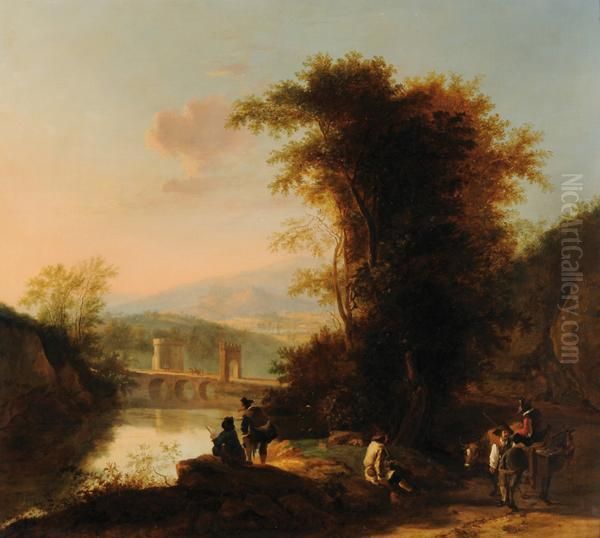 Paesaggio Fluviale Col Ponte Nomentano Sullo Sfondo Della Campagna Romana Oil Painting by Jan Both