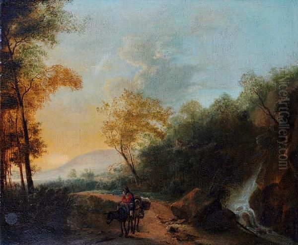 A Traveller On Horseback On A Countrypath Oil Painting by Jan Both