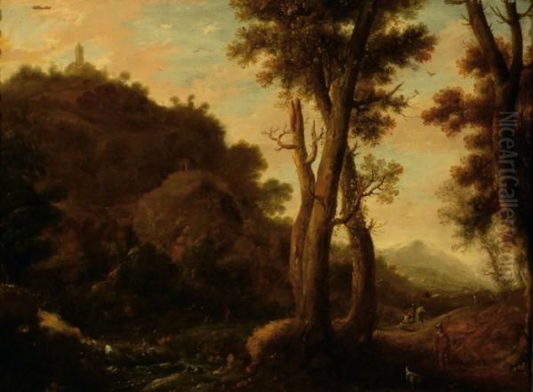 Italianate Landscape With Hunting Trophy Oil Painting by Jan Both