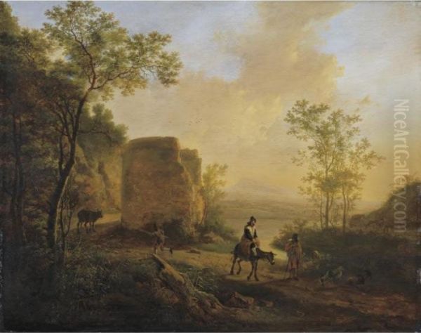 A Southern Landscape With A Ruin Oil Painting by Jan Both