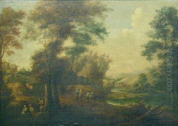 Landscape With Drovers Oil Painting by Jan Both