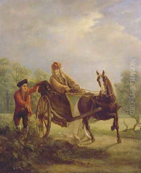 Voltaire 1694-1778 in a cabriolet at Ferney Oil Painting by Jean Huber