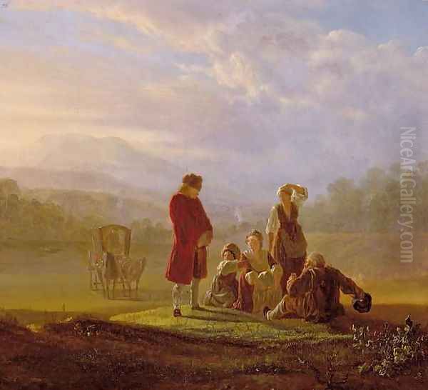 Voltaire Conversing with the Peasants in Ferney Oil Painting by Jean Huber