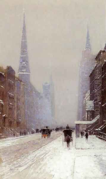 Fifth Avenue in Winter Oil Painting by Lowell Harrison