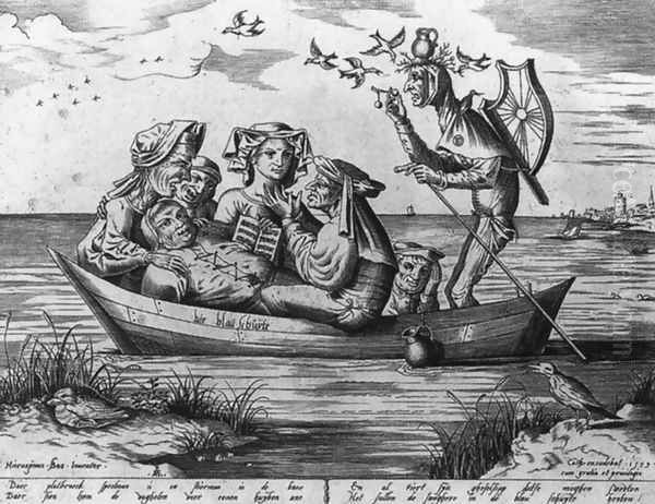 Ship of Fools -Die blau schuyte 1559 Oil Painting by Pieter van der Heyden